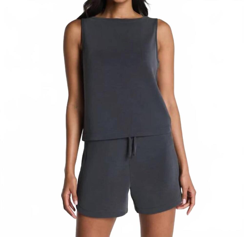 NEW SPANX boatneck sleeveless tank top in washed graphite